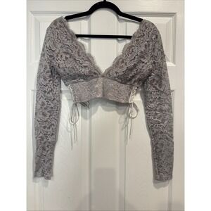 Tiger Must Women's Blue Lace Crop Top Super Sexy Size Small With Lace Up On